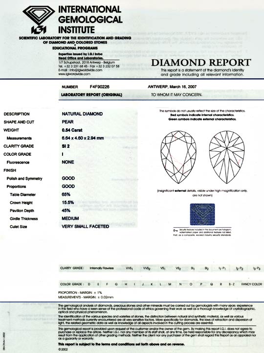 Foto 9 - Diamant 0,54 Carat Tropfen Schliff IGI Expertise, D5800