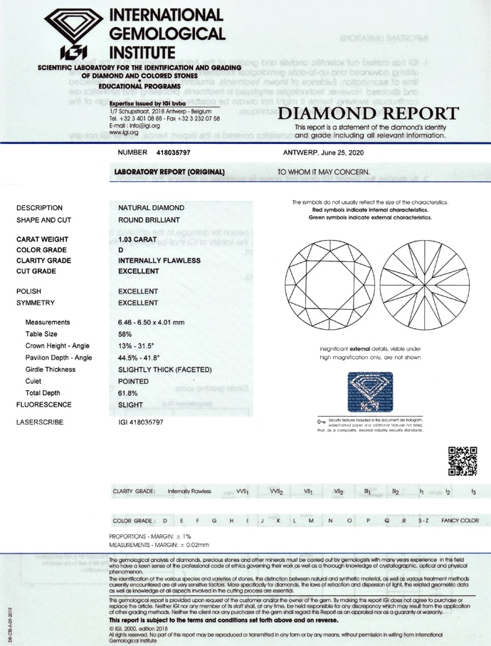 Original-Foto 9 vom Diamantgutachten von Best Diamantgoldring 1,03ct River D Lupenrein IGI 3x ex, Q1758