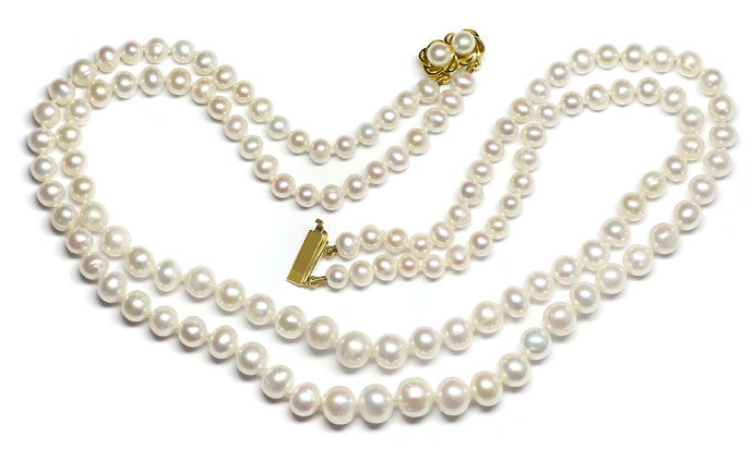 Foto 1 - Zweireihiges Perlen Collier mit 14K Gelbgold-Verschluss, R7320