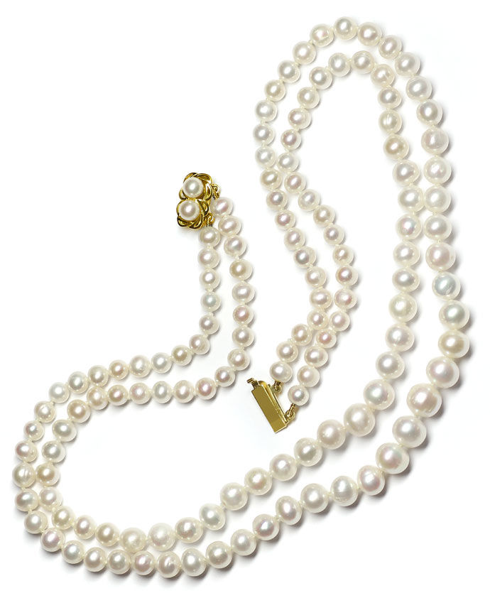 Foto 3 - Zweireihiges Perlen Collier mit 14K Gelbgold-Verschluss, R7320