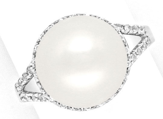 Foto 2 - Riesen Rose Südsee Perlen Diamant-Ring Weißgold, S1271